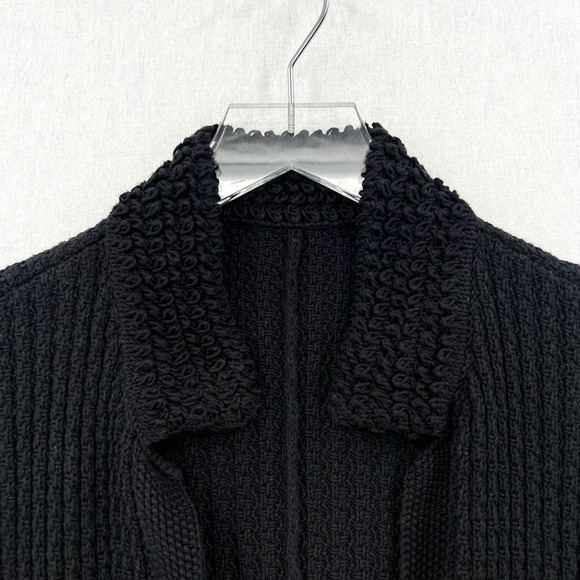 CHANEL 2010 Sweater Womens 34 Black Chain Details Open Cardigan Cotton Chunky - Picture 8 of 16